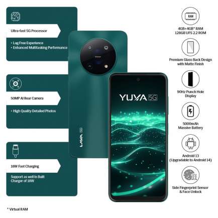 Yuva 5G 4 GB RAM 64 GB Storage Green