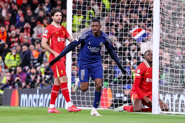 Dembele Celebrating PSG equaliser 