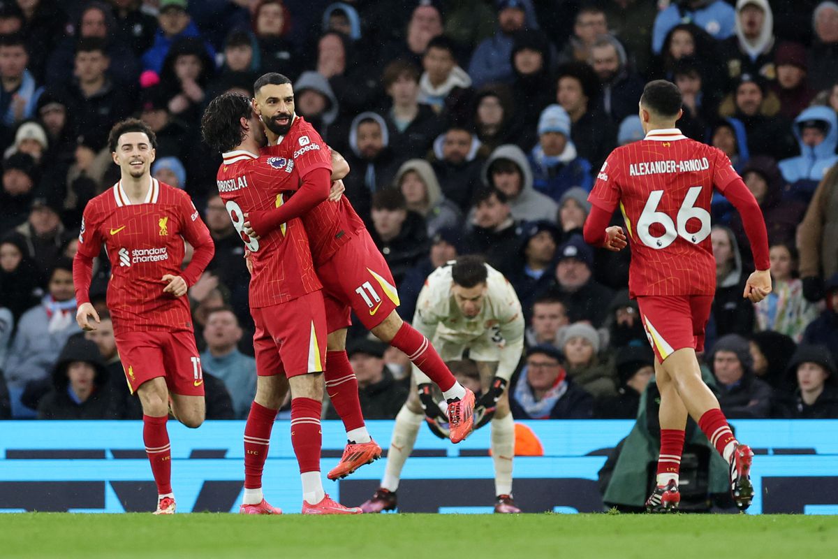 Salah and Szoboszlai Celebrating Goal