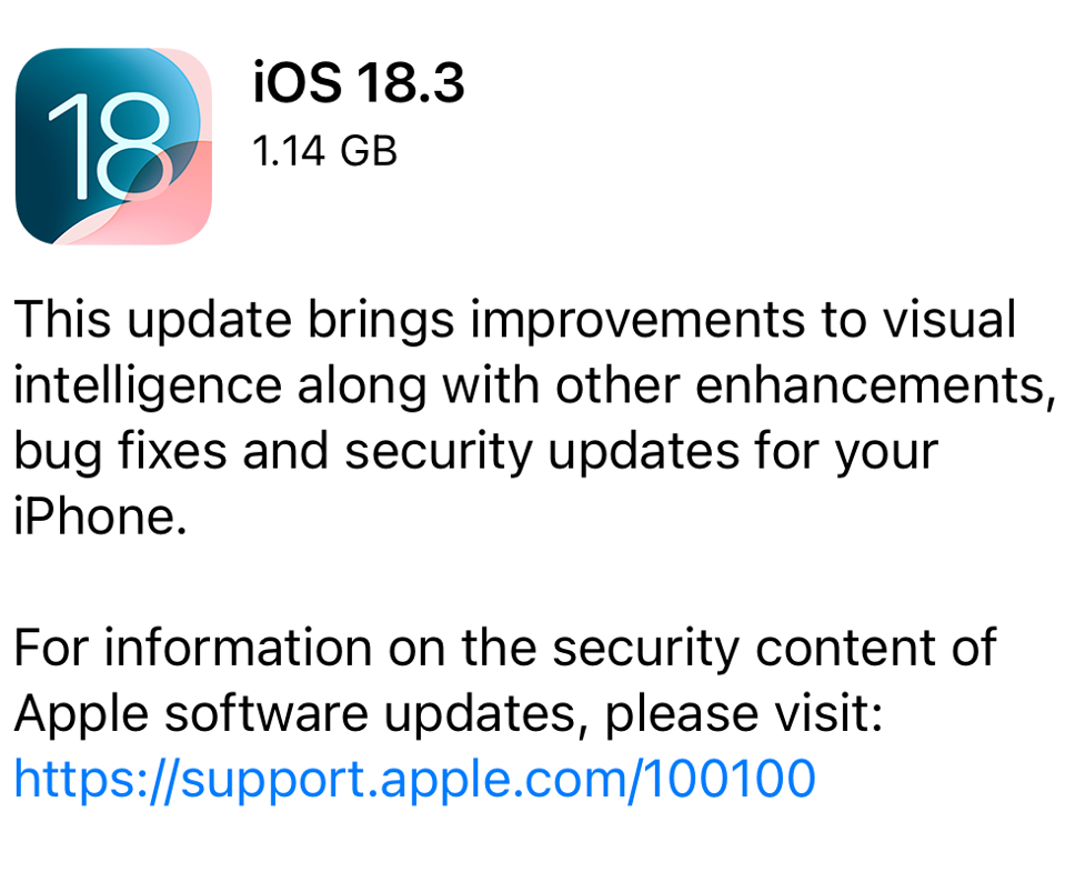 Update Notification from Apple