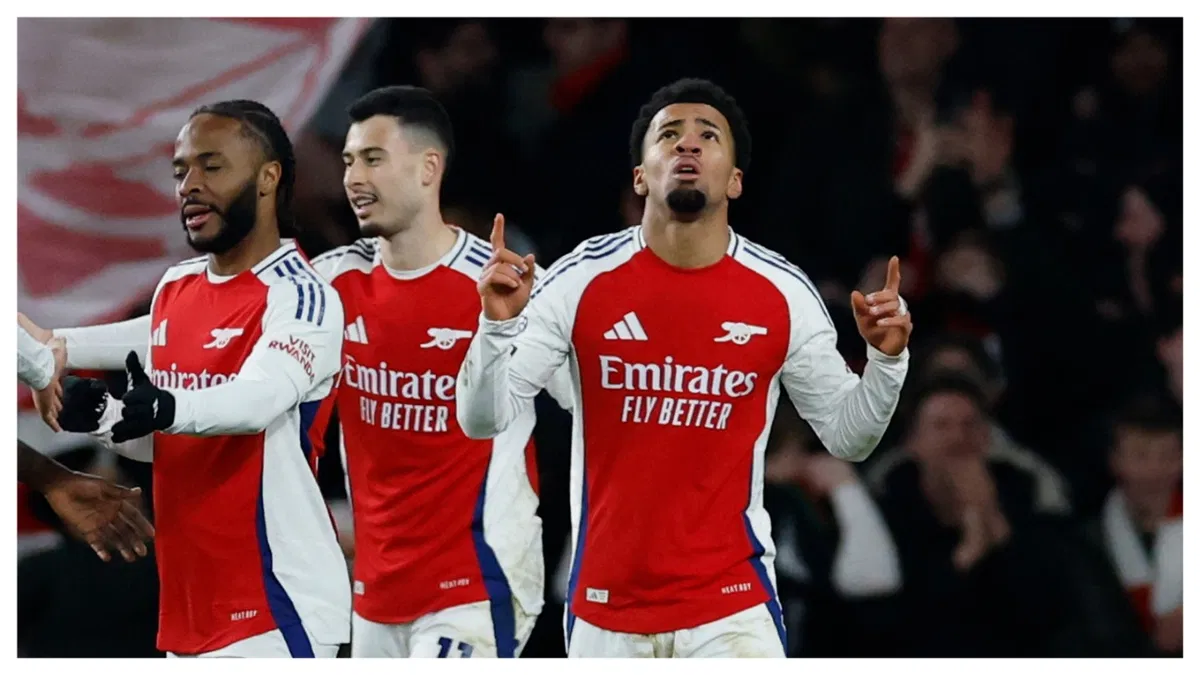 Arsenals Ethan Nwaneri Celebrates Scoring Their Fifth Goal