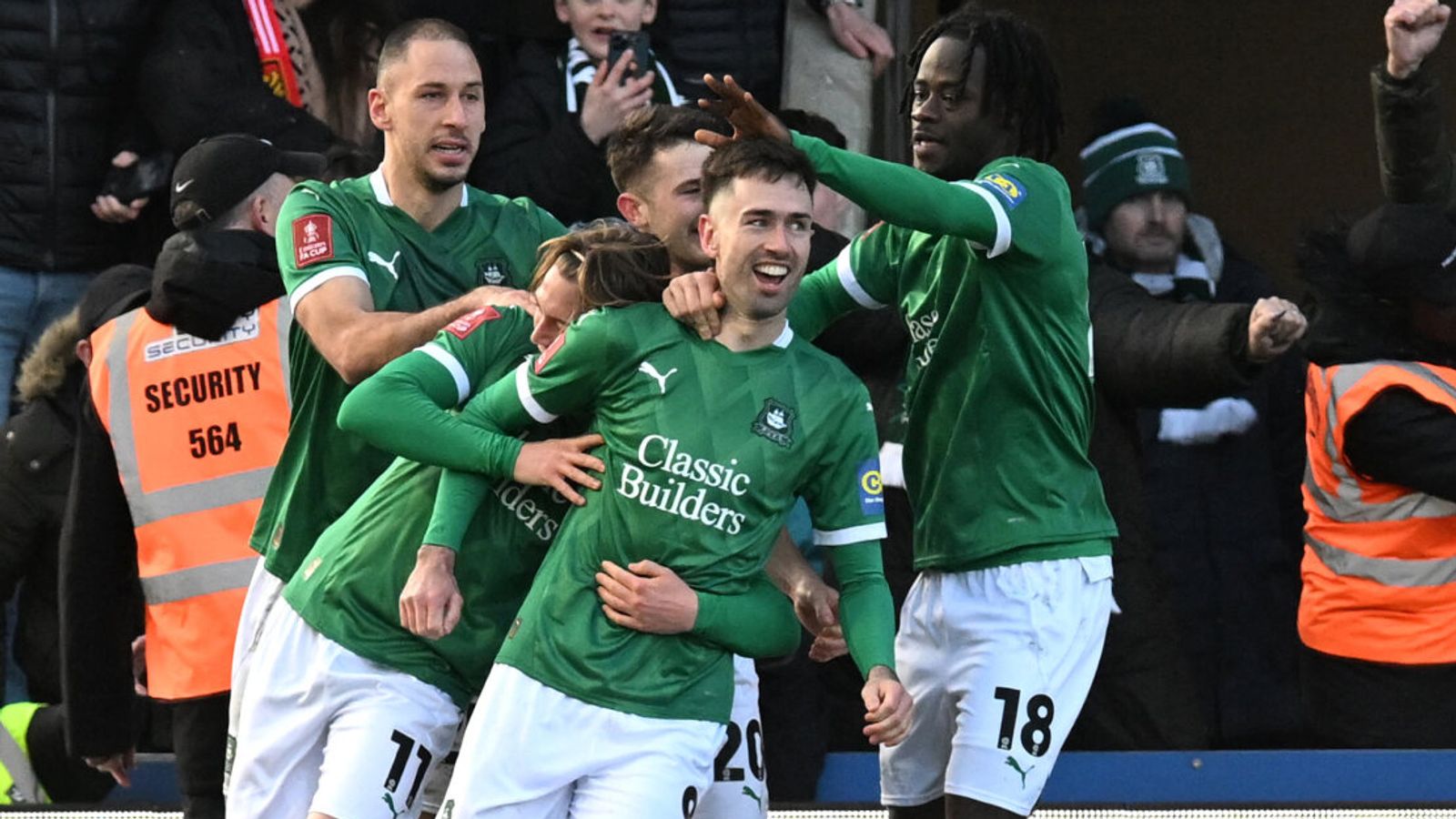  Fa Cup Plymouth Player Celebrating Against Liverpool 6824026